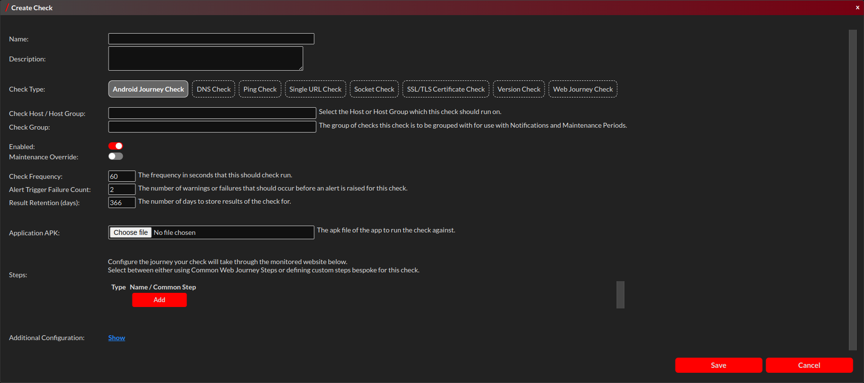 Add Check Window
