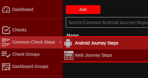 Checks Configuration Menu