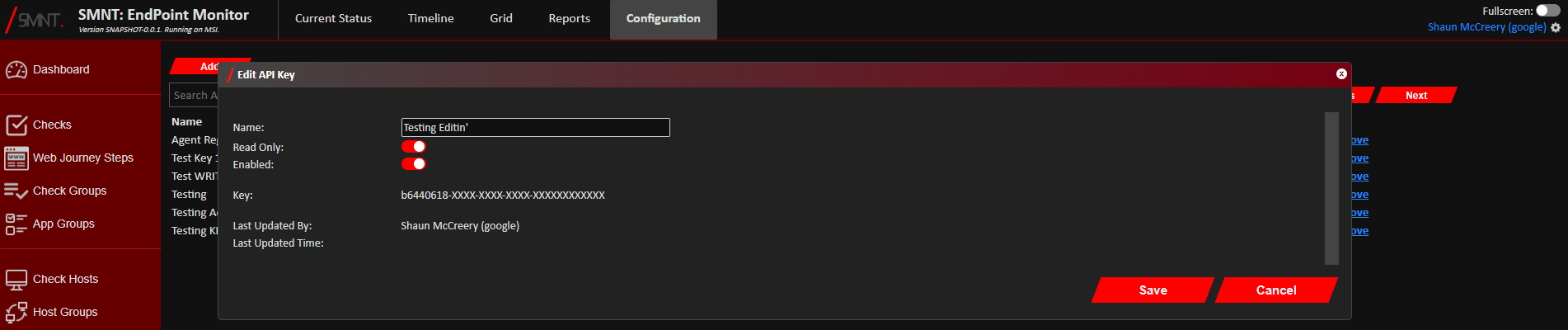 Edit API Key Window