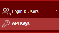 API Keys Configuration Menu
