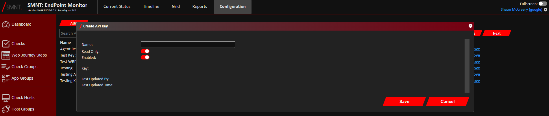 Add API Key Window