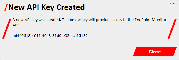 Add API Key Confirmation