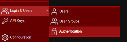 Authentication Service Configuration Menu