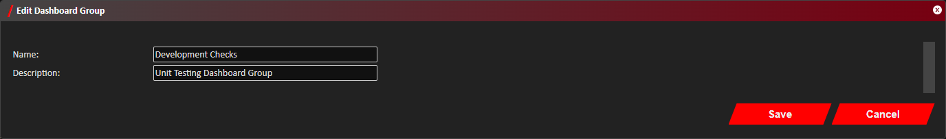 Edit Dashboard Group Window