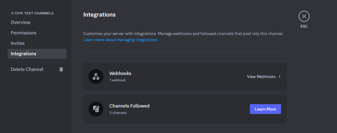 Discord Channel Integrations