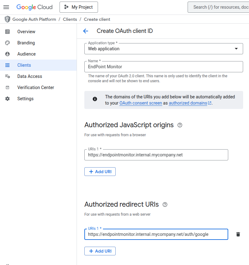 Google Oauth Configuration Options