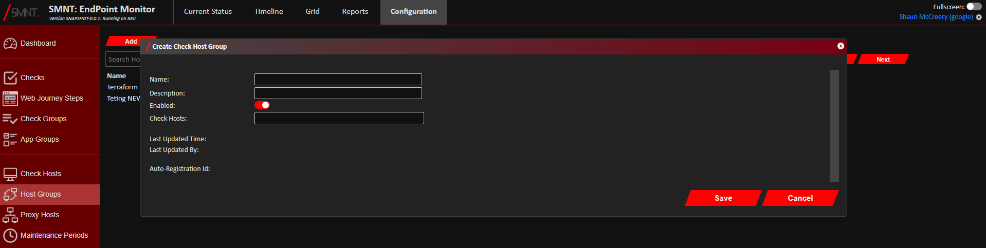 Add Host Group Window