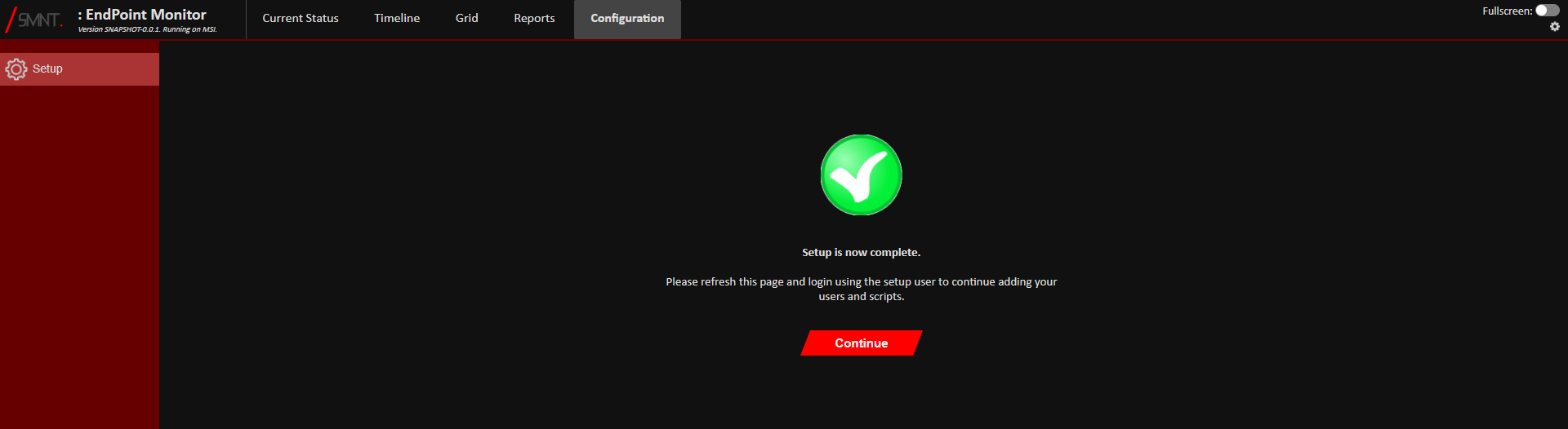 Configuration Complete Confirmation