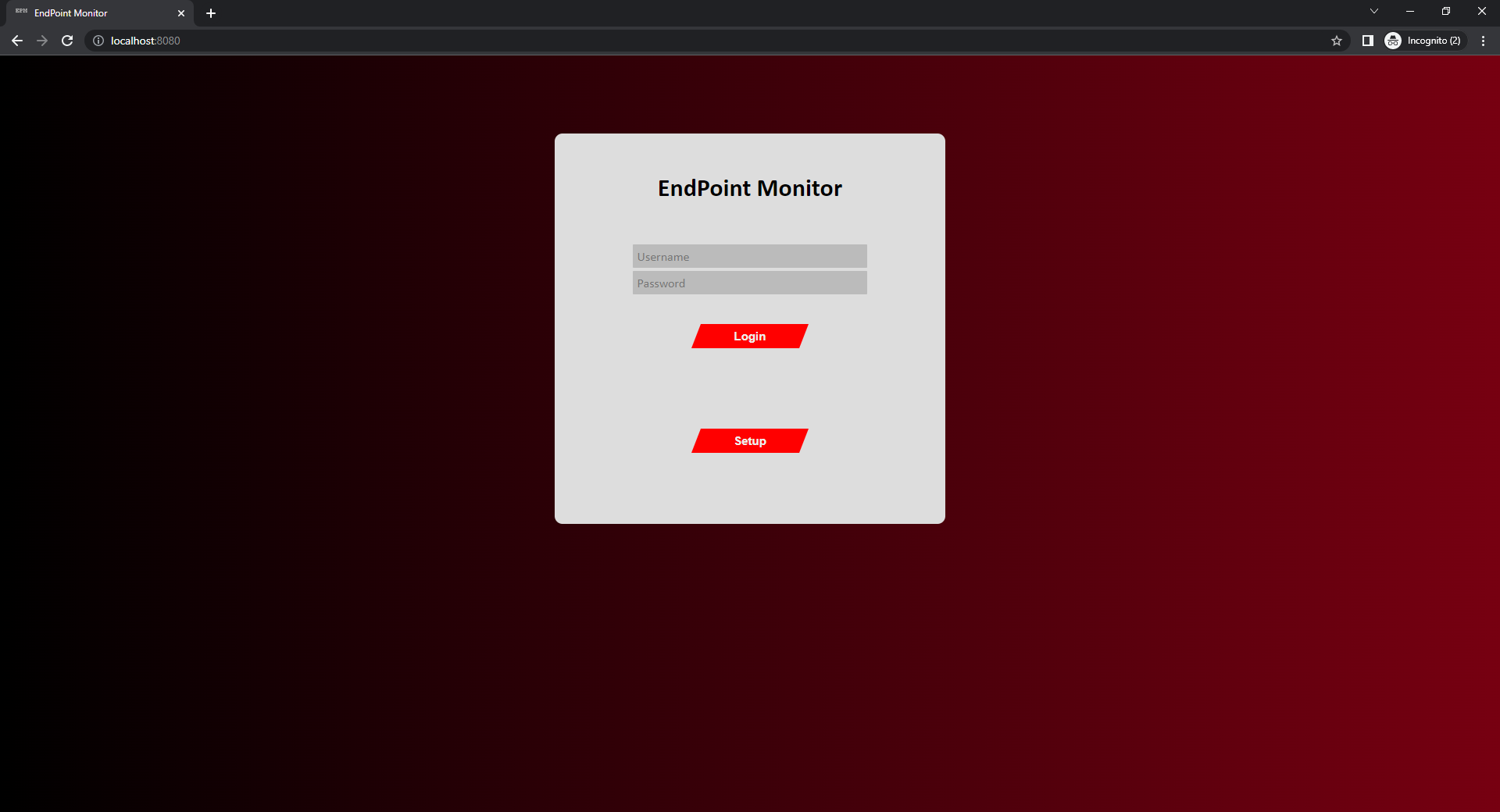 Initial Web Console Launch Screen