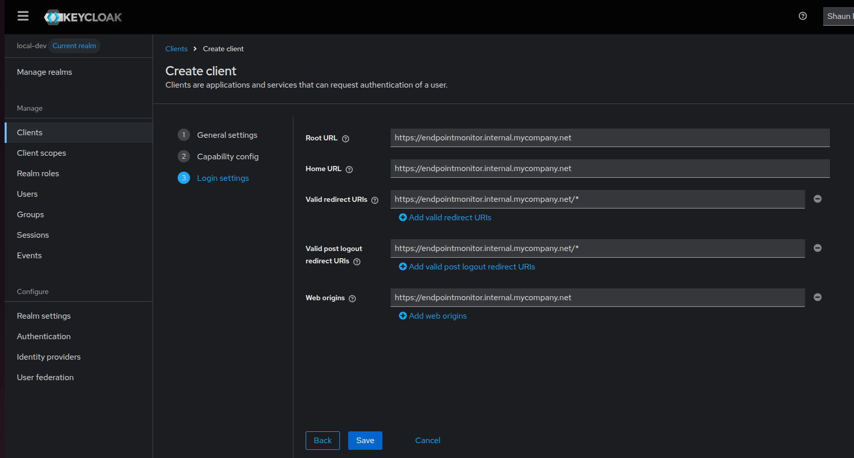 Keycloak Create Login Settings