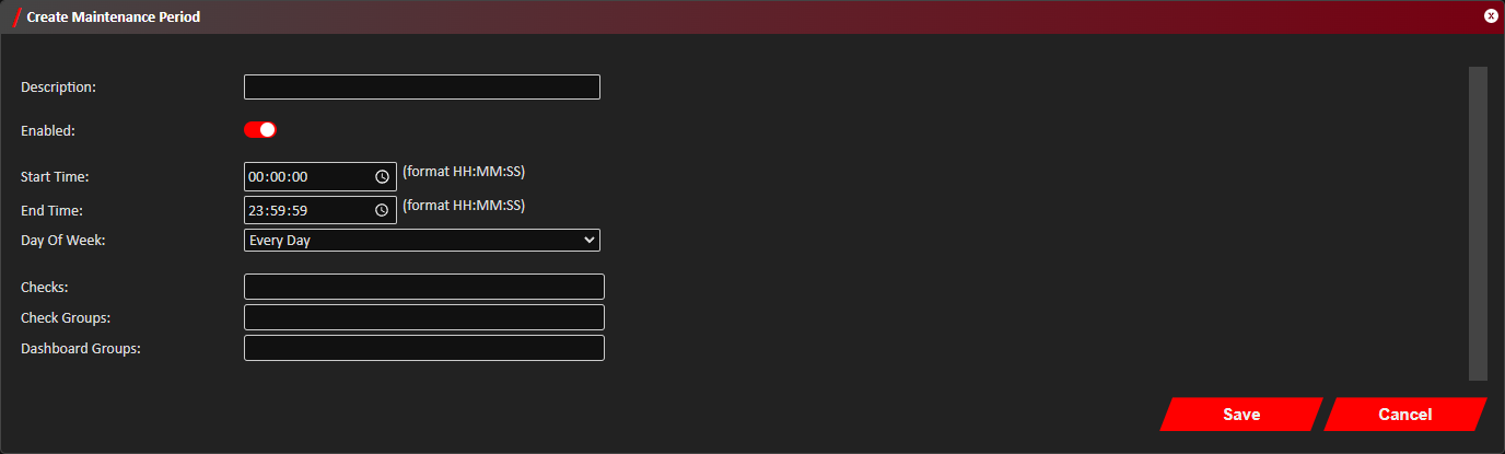 Add Maintenance Period Window
