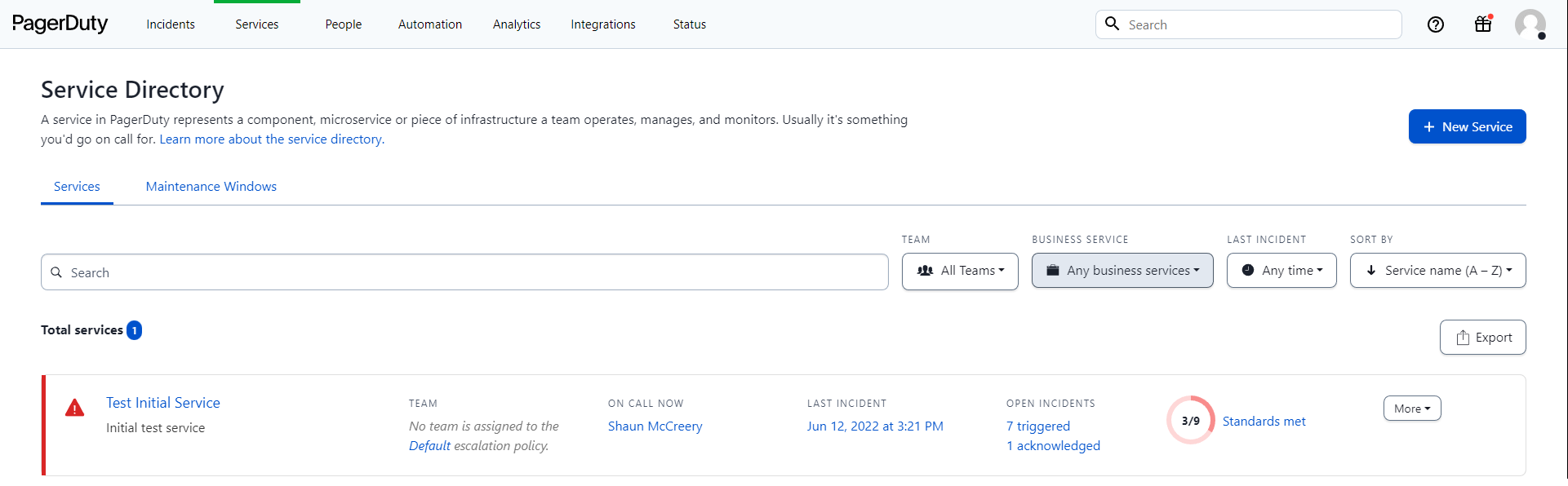 PagerDuty Service Directory