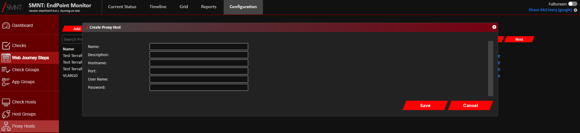 Add Proxy Host Window
