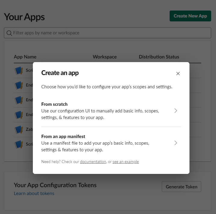 Slack Create New App