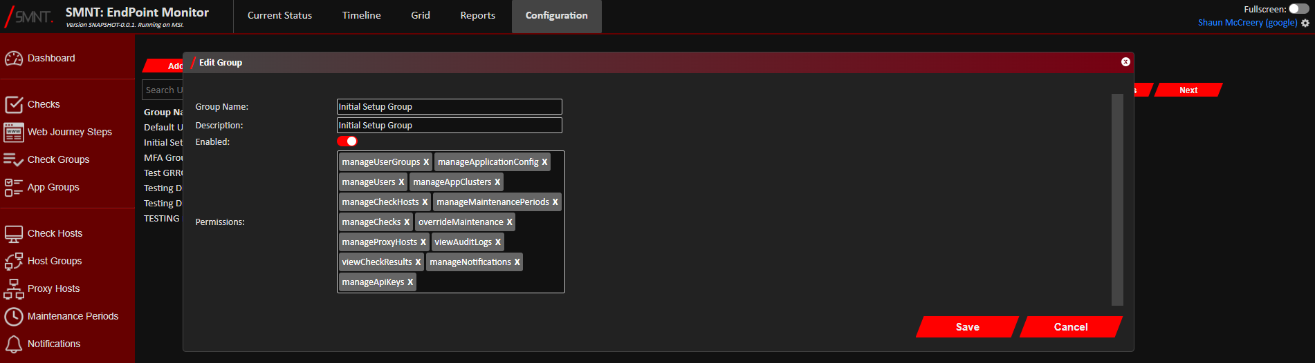 Edit User Group Window