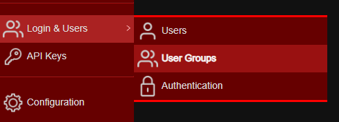 User Groups Configuration Menu