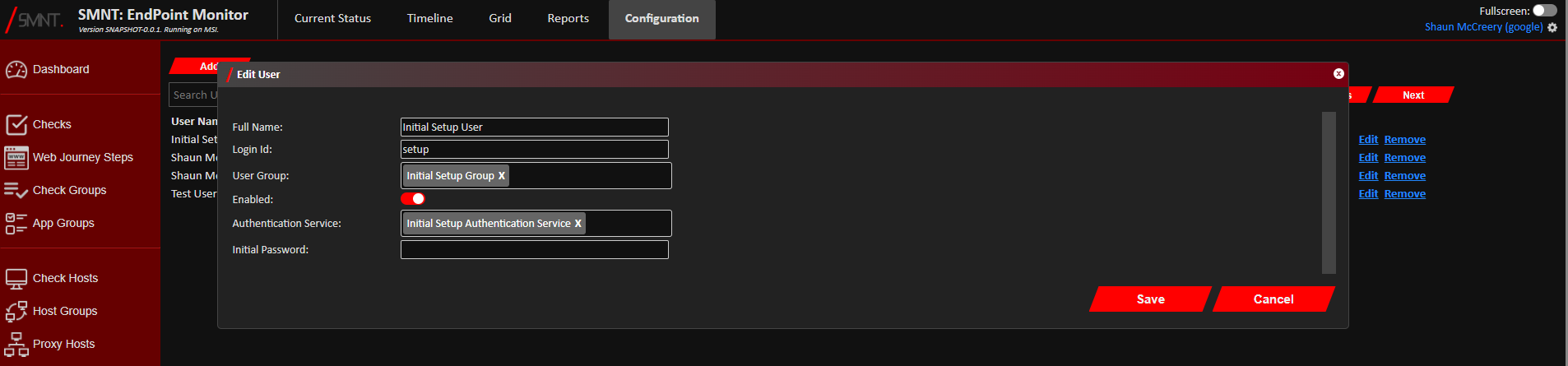 Edit User Window