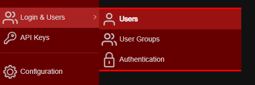 User Groups Configuration Menu